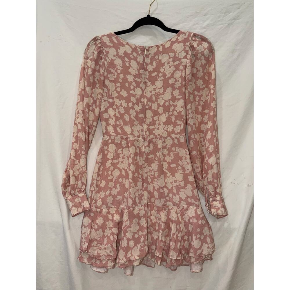 Yumi Kim Pink Floral Long Sleeve Mini Dress Size 2 - Picture 3 of 6